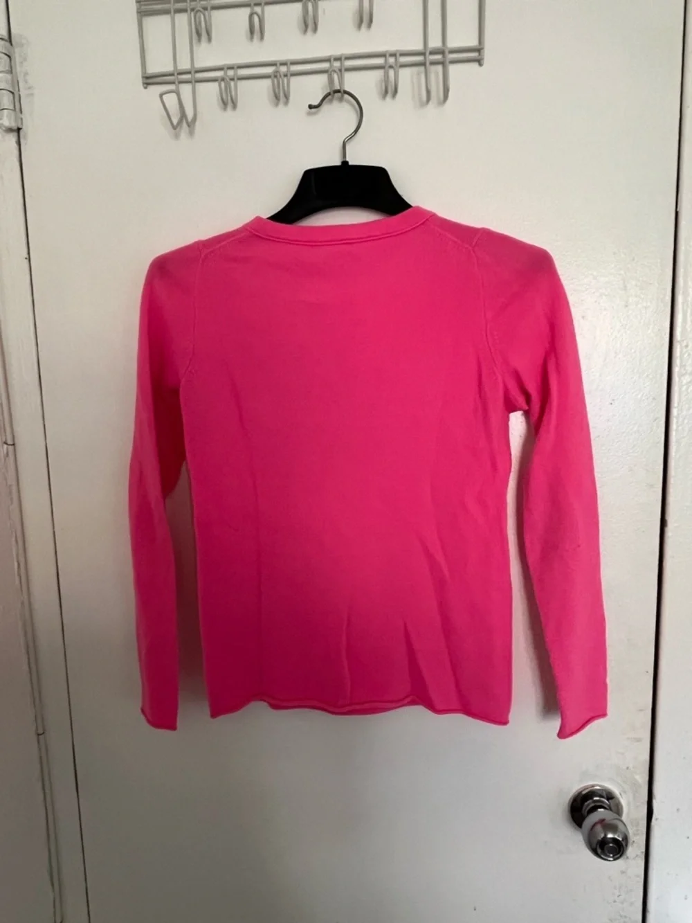 J. Crew Bright Pink Cashmere Crewneck Sweater.